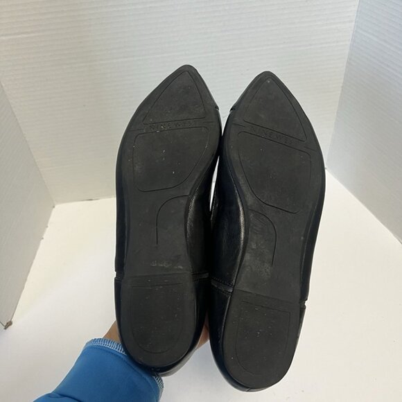 Nine West Black Leather Ballet Flats sz 8 Pointed Toes Mesh Insert Minimalist - Picture 10 of 10